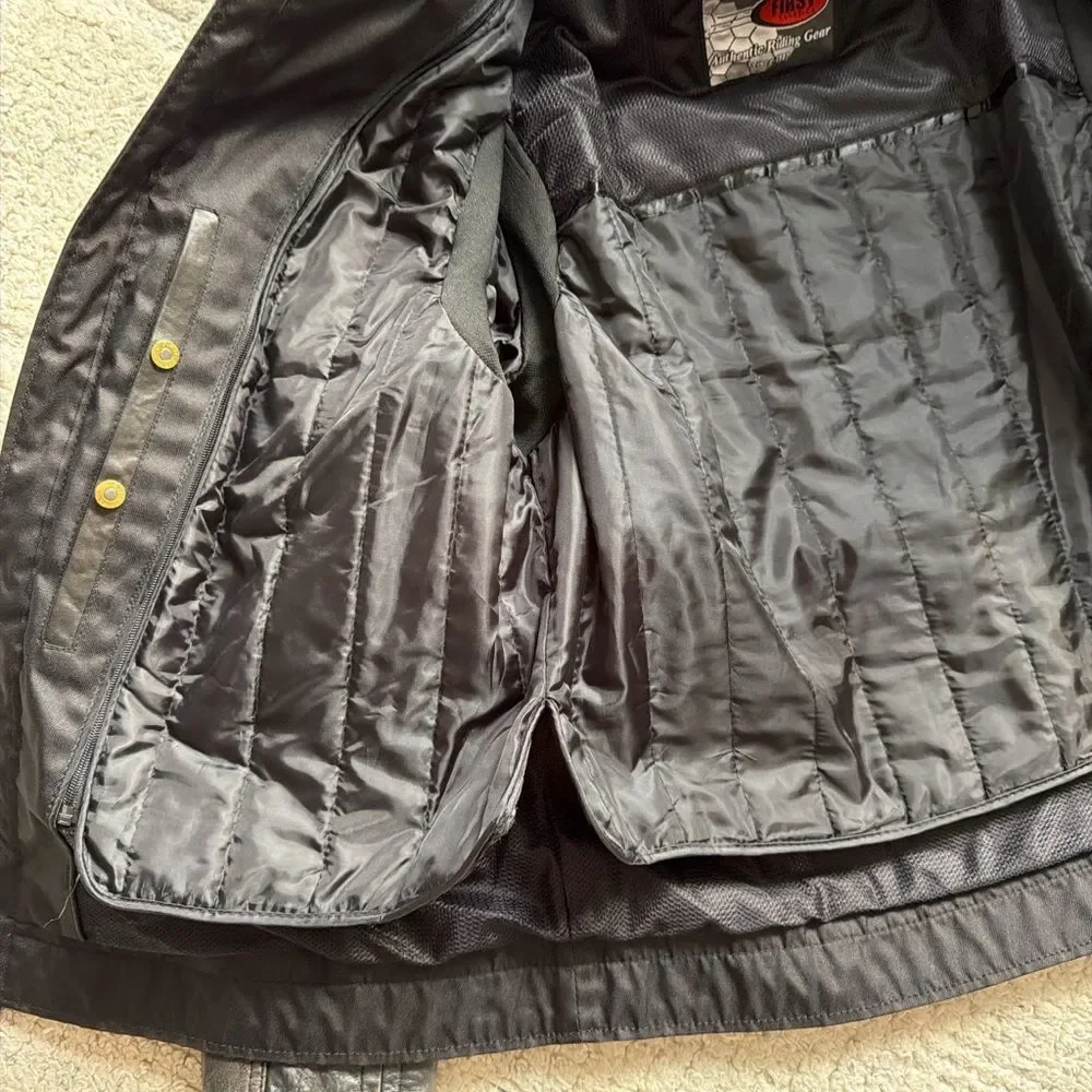 First Classics Men’s Black Leather Motorcycle Jacket XXL Authentic Riding Gear